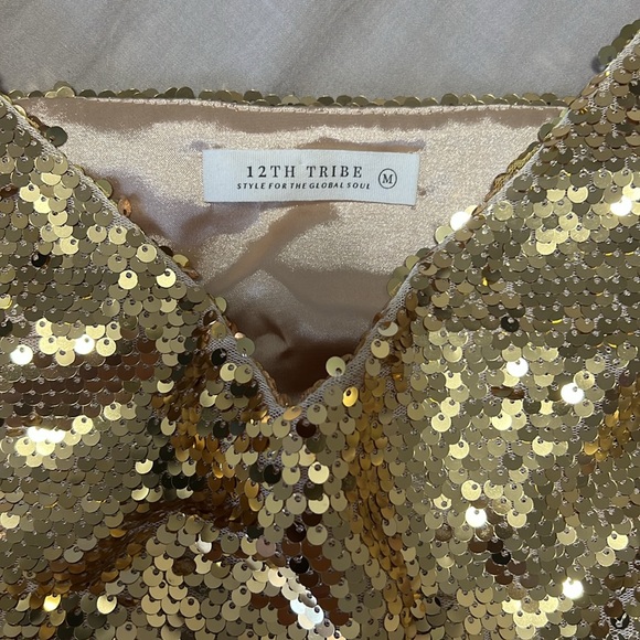 12th Tribe Darling Gold SequinTop - Picture 2 of 3
